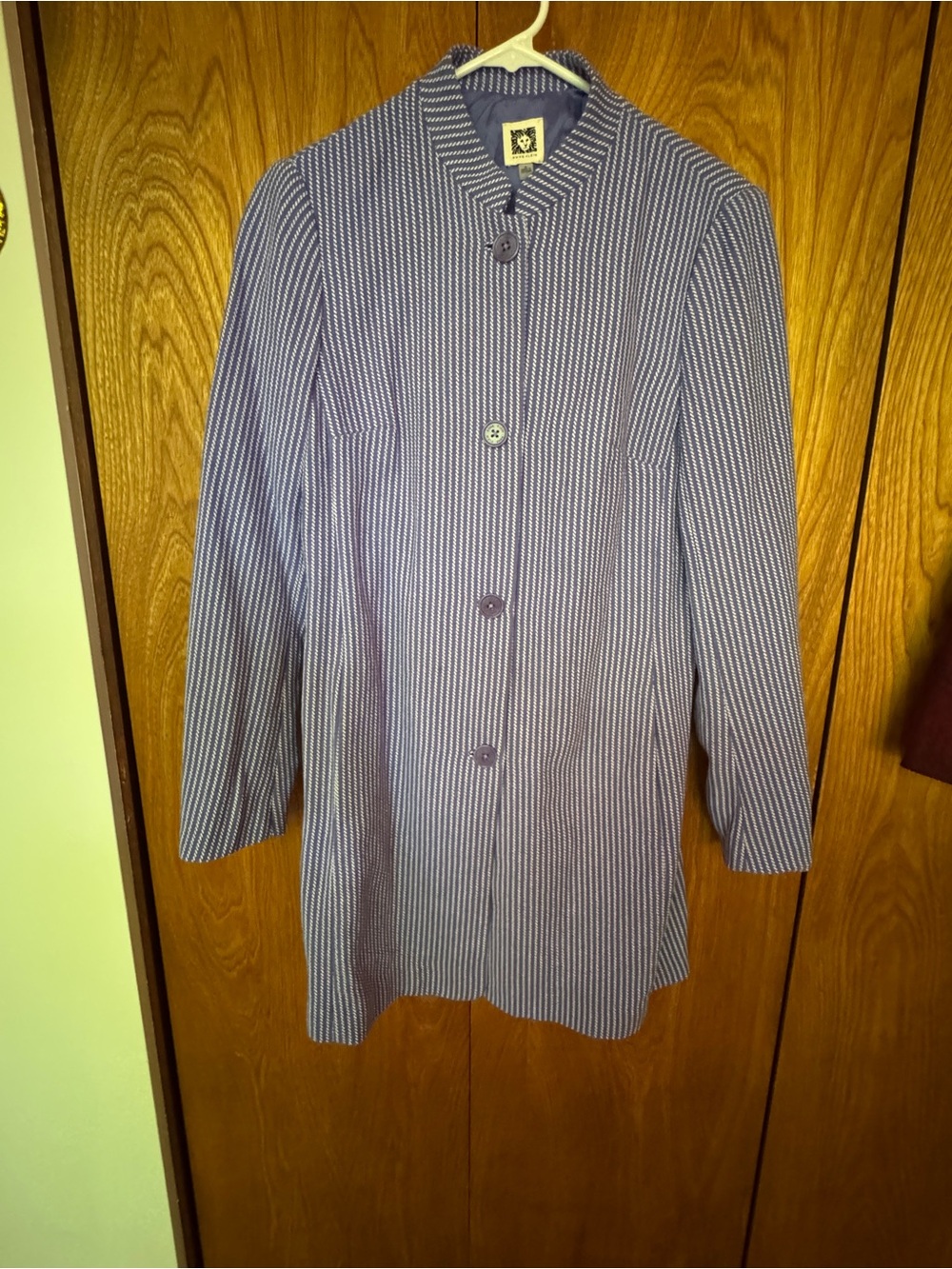 Anne Klein Lilac and White Striped Trench Coat